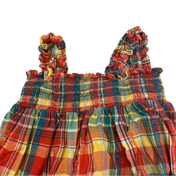Ralph Lauren Red and Multicolor Tartan Plaid Smocked Baby Dress - Picture 4 of 10